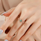 6 Prong Hexagon Cut Natural Moss Agate Vine Flower Ring